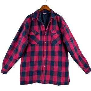 Vintage Men’s Buffalo Plaid Lined Shirt Jacket Size XL Quilted Lining